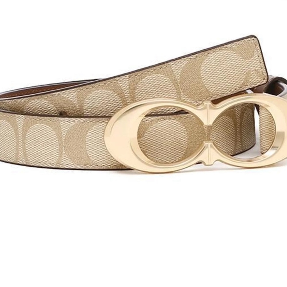 Coach Beige and Gold Women's Belt